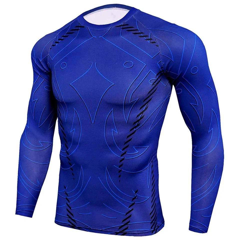 Fitness Rash Guard Long Sleeve Men Bjj MMA Compression Rash Guard