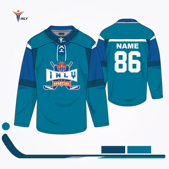 Uniforme da squadra universitaria in maglia da hockey su ghiaccio colorata reversibile a sublimazione completa della squadra di alta qualità