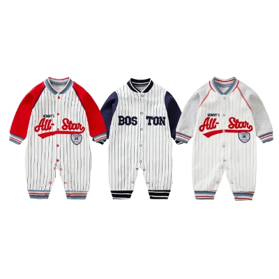 Uniforme da baseball a maniche lunghe per vestiti di moda carino per bambini all'ingrosso per pagliaccetto per bambini autunno/primavera