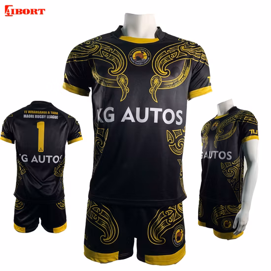Uniforme da rugby in jersey Aibort 100% poliestere con numero logo personalizzato