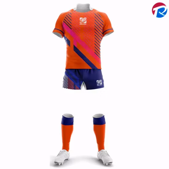 Uniforme corta da rugby personalizzata sublimata con stampa a righe a maniche corte da uomo Sports League economica